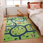 Amazon Basics Kids Washable Area Rug, Printed Carpet Play Mat for Living Room, Bedroom, Nursery, Classroom, 4' W &times; 6' L, City Road Green