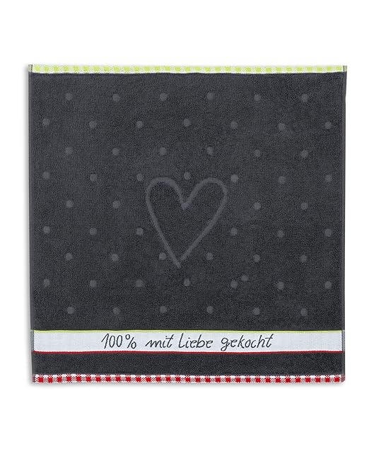 KRACHT, Geschirrtuch Frottier, 100% Liebe, 50/50 cm, 100% Baumwolle