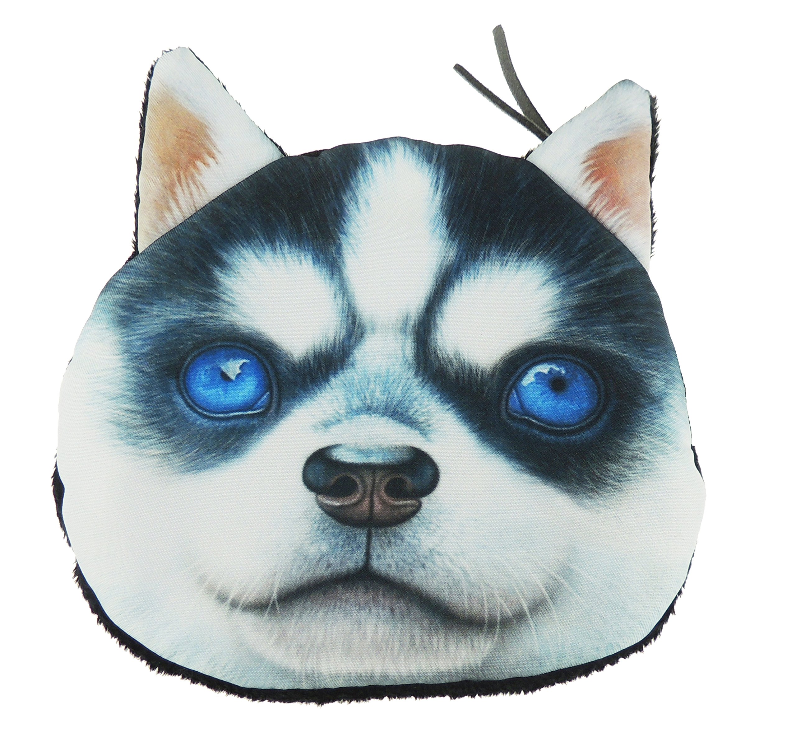 Womens Mens Girls Boys Cute Kids Teens Dog Puppy Doggy Small Large Medium Breed Size Animal Lovers Funny Realistic Face Coin Change Money Makeup Zipper Holder Wallet Pouch Purse Husky
