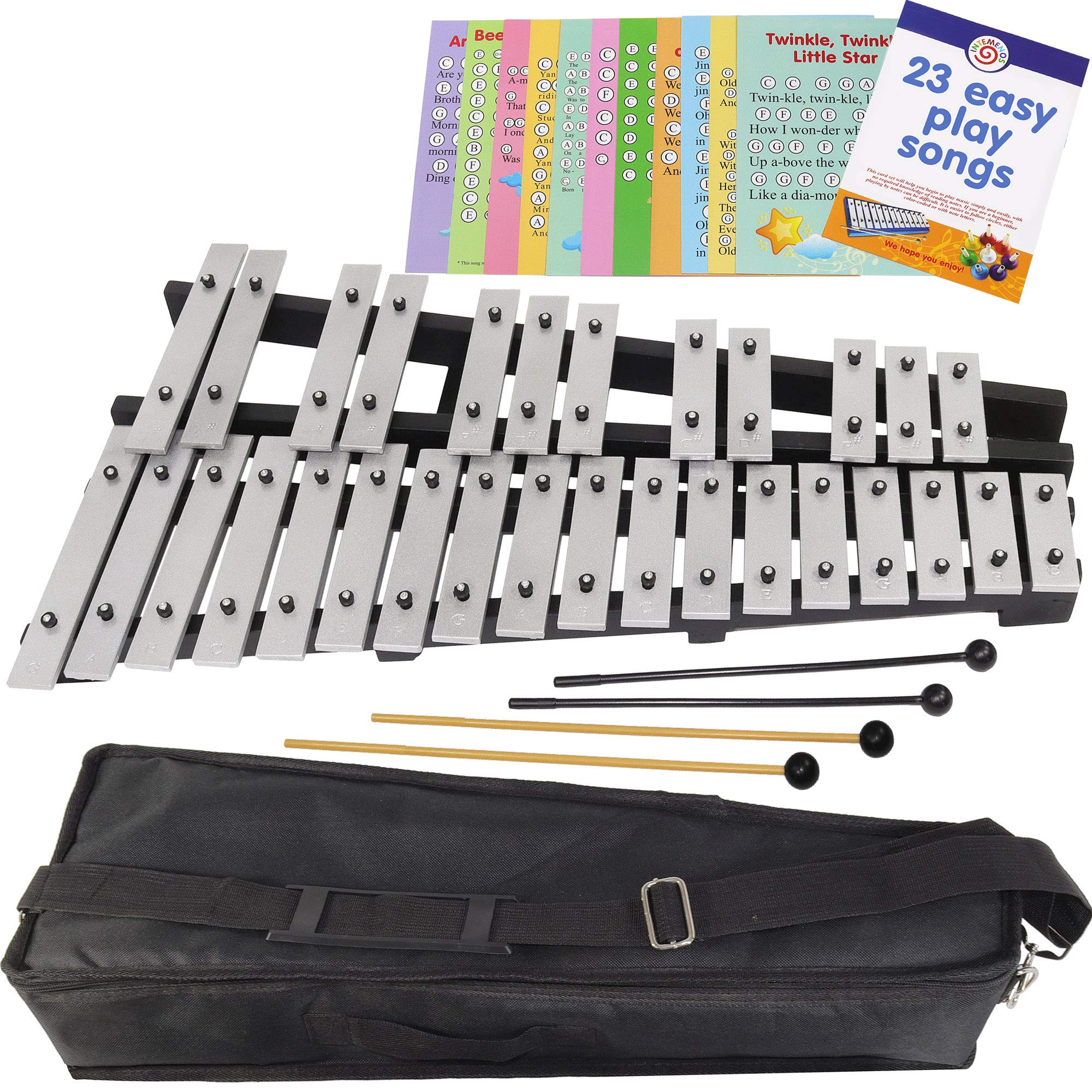 Foldable Xylophone Chromatic 30 Note Glockenspiel Bag 4 Mallets Music Notes Included