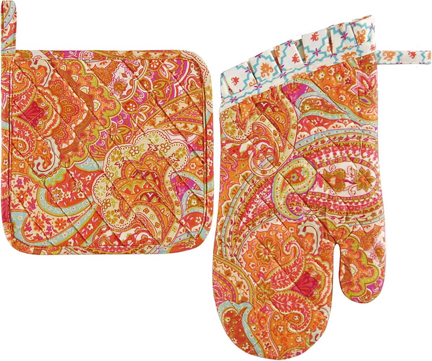 C&F Home Veda Pot Holder/Oven Mitt Pot Holder & Oven Mitt Set Multi