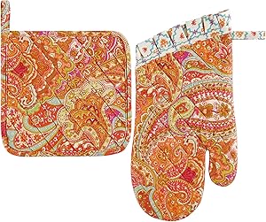 C&F Home Veda Pot Holder/Oven Mitt Pot Holder & Oven Mitt Set Multi