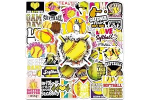 50 PCS Softball Stickers, Waterproof Vinyl Softball Sports Motivational Decals for Laptop, Luggage, Skateboard, Phone, Fridge, Trendy Stickers for Teens, Adults, Boys and Girls(Softball)
