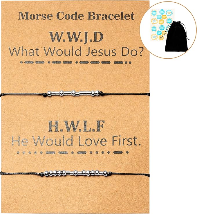 Amazon Co Jp Pantide Wwjd Hwlf モールスコードブレスレット What Would Jesus Do He Would Love First Bracelet Her Him用 宗教的 クリスチャン 意味のあるギフト ストレージバッグとステッカー付き 男女兼用 親友 おもちゃ