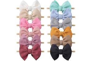 yoyokid 12 PCS Hairband with Baby Girl Bows Soft Nylon Baby Headbands and Bows Hair Accessories for Newborn Infant Toddlers Kids
