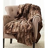 Amazon Brand – Pinzon Faux Fur Throw Blanket 63" x 87", Alpine Brown
