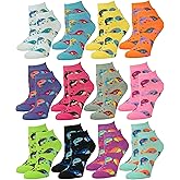 Gelante 12-Pair Women's Ankle Socks, Colorful Comfortable Lightweight Breathable Athletic