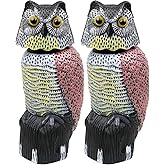 Galashield Owl Decoy to Scare Birds Away Scarecrow Fake Owl with Rotating Head 16" Tall (2 Pack)