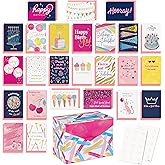American Greetings 25-Count Birthday Card Assortment For Her with Envelopes, Seals, and Storage Box (Fierce and Fabulous)