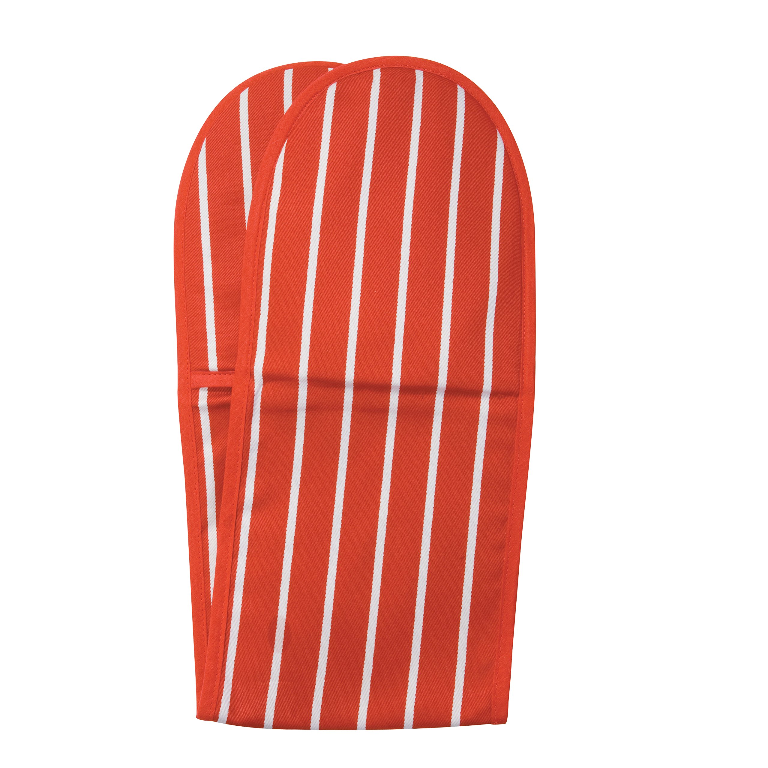 Classic Butcher's Stripe 100 Percent Cotton Double Oven Glove, Red