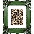 SIMON'S SHOP 8x10 Picture Frame with Mat for 5x7 Photo, 8 by 10 Picture Frames Display Vertically or Horizontally, Vintage 8 x 10 Photo Frame, Green