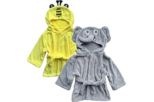 Sunny zzzZZ 2 Pack Unisex Baby Plush Animal Face Robe for 0-9 Months - Baby Essentials Registry Gifts