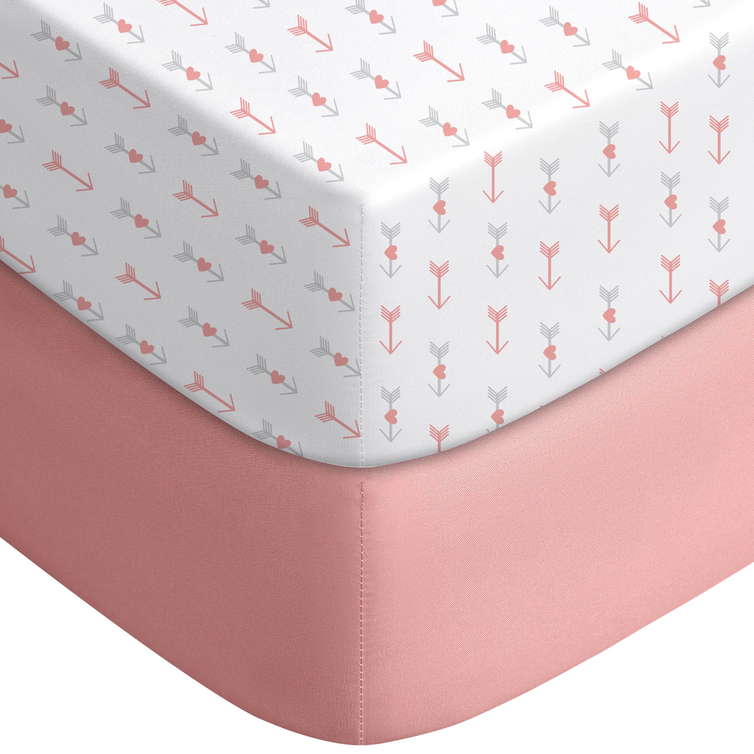 Photo 1 of Yoofoss Baby Crib Sheets for Boys Girls, Fitted Crib Sheet 2 Pack for Standard Crib and Toddler Mattress, Super Soft Microfiber Baby Sheet 28x52x8in(Arrow)