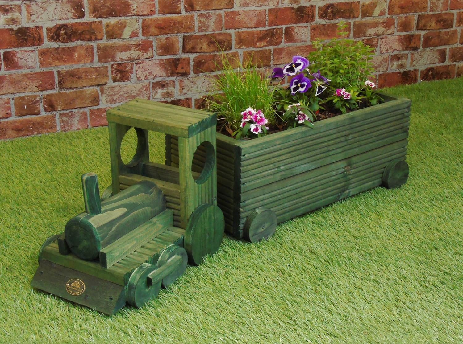 Train Steam Engine Wooden Decking Herb Decorative Planters Plant Pot