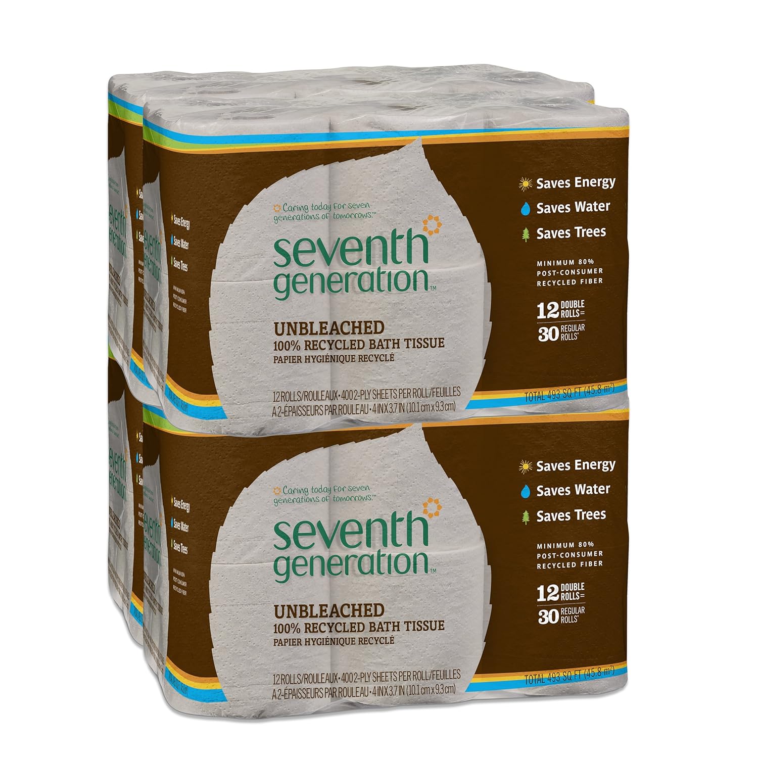 Seventh Generation Unbleached Bathroom Tissue Roll, 12
