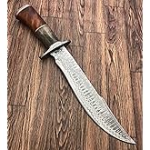 Handmade Damascus Steel 15.25 Inches Bowie Knife - Solid Marindi Wood/Bone Handle(Case/Knife may vary slightly) (REG-49)
