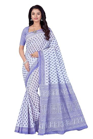 Women's Pure Cotton Printed Saree Without Blouse Piece