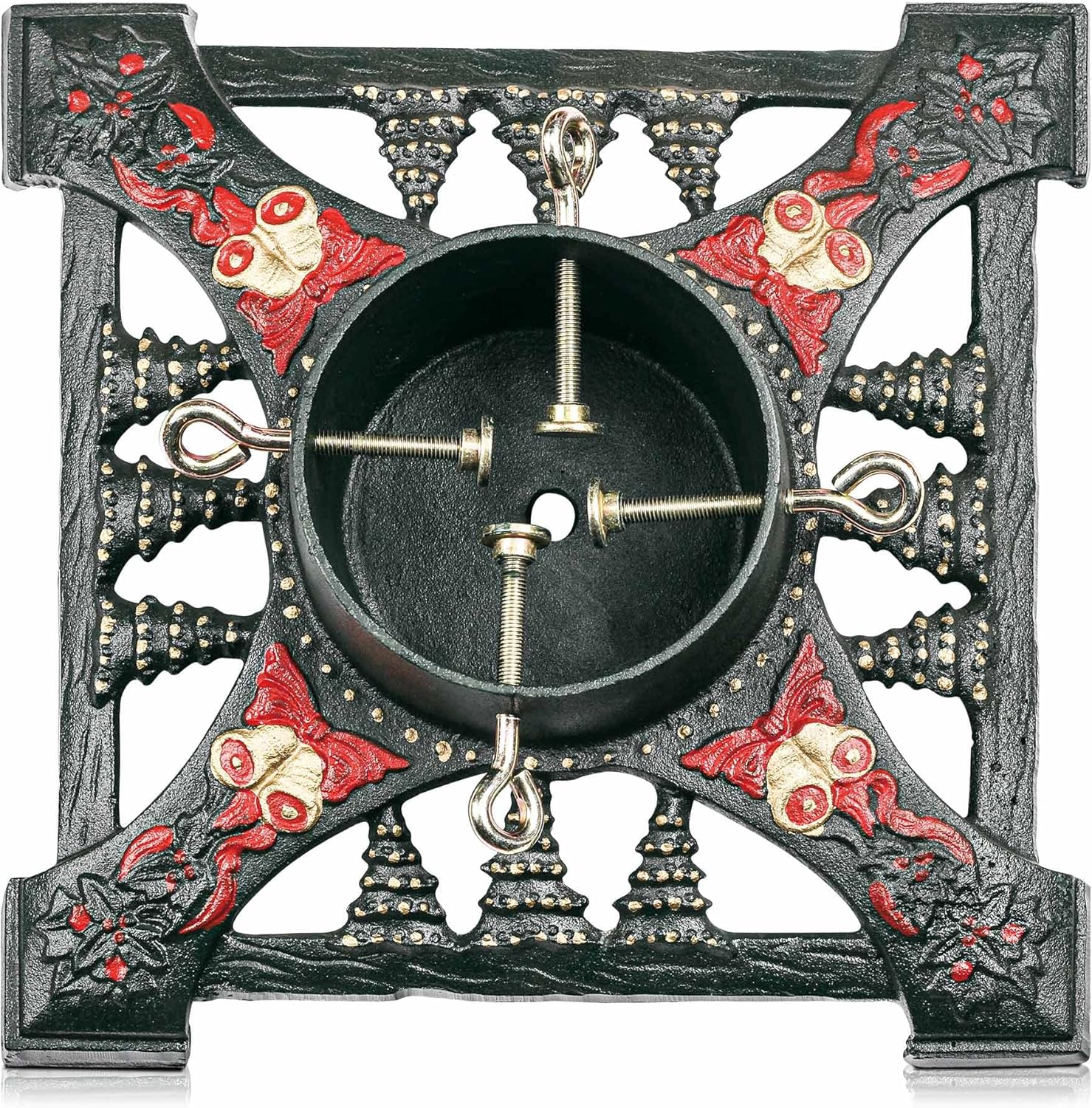 Tree Stands - Christmas Tree Stand -Die Cast Iron 347x347mm Size for Up to 8' Tree - Christmas Bell and Tree