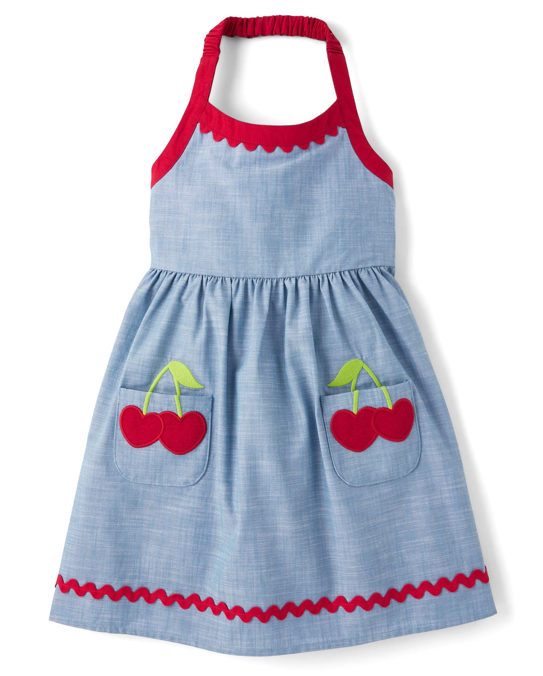 Gymboree,Girls,and Toddler Halter Top Dress,18-24 Months,Blue Wash Cherries