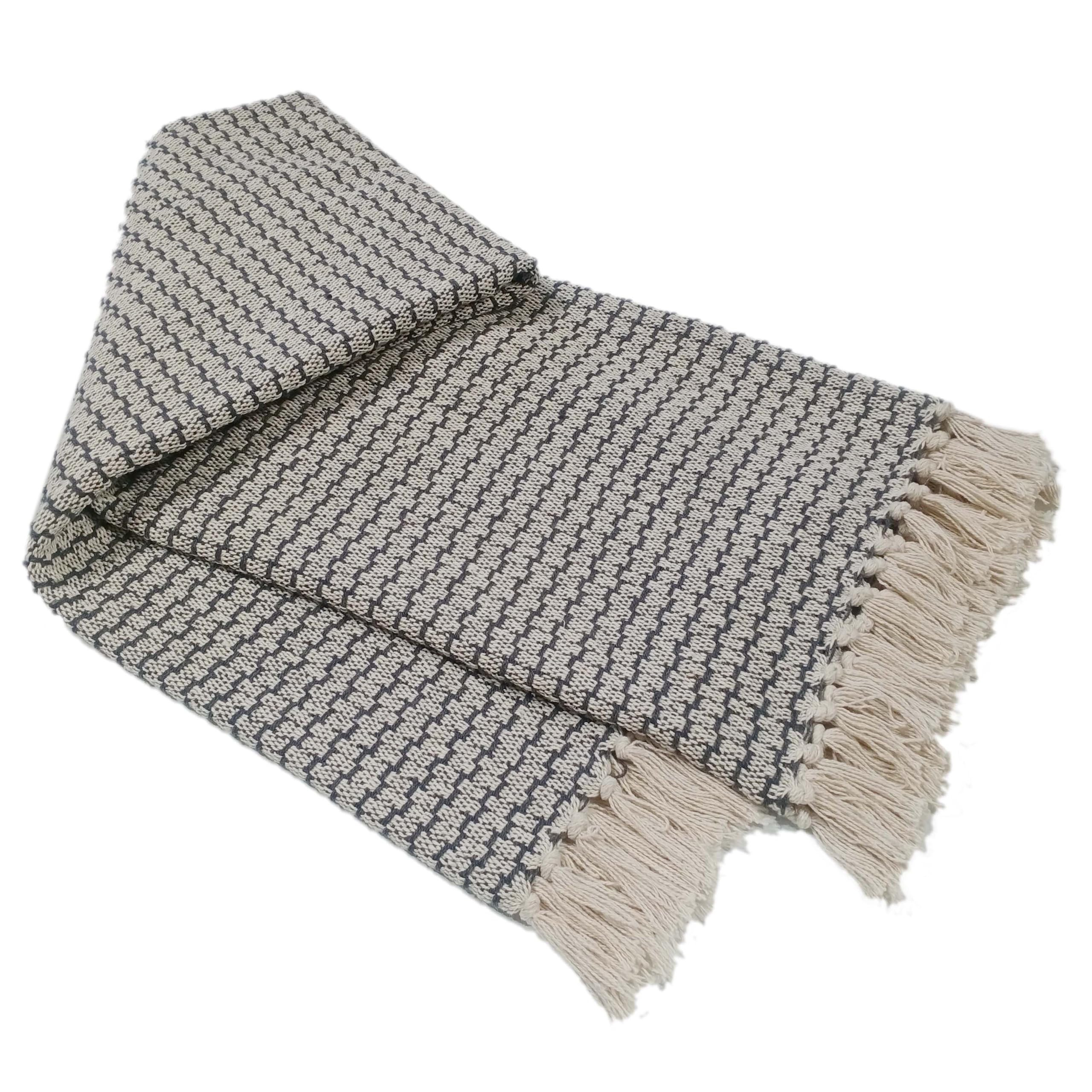 Olivia Rocco Home Throws Eco Friendly Super Soft Recycled Cotton Throw Blanket Comfortable Sustainable Perfect for Your Sofa Bed or Chair Lightweight, Marrakesh Charcoal 127x152cm