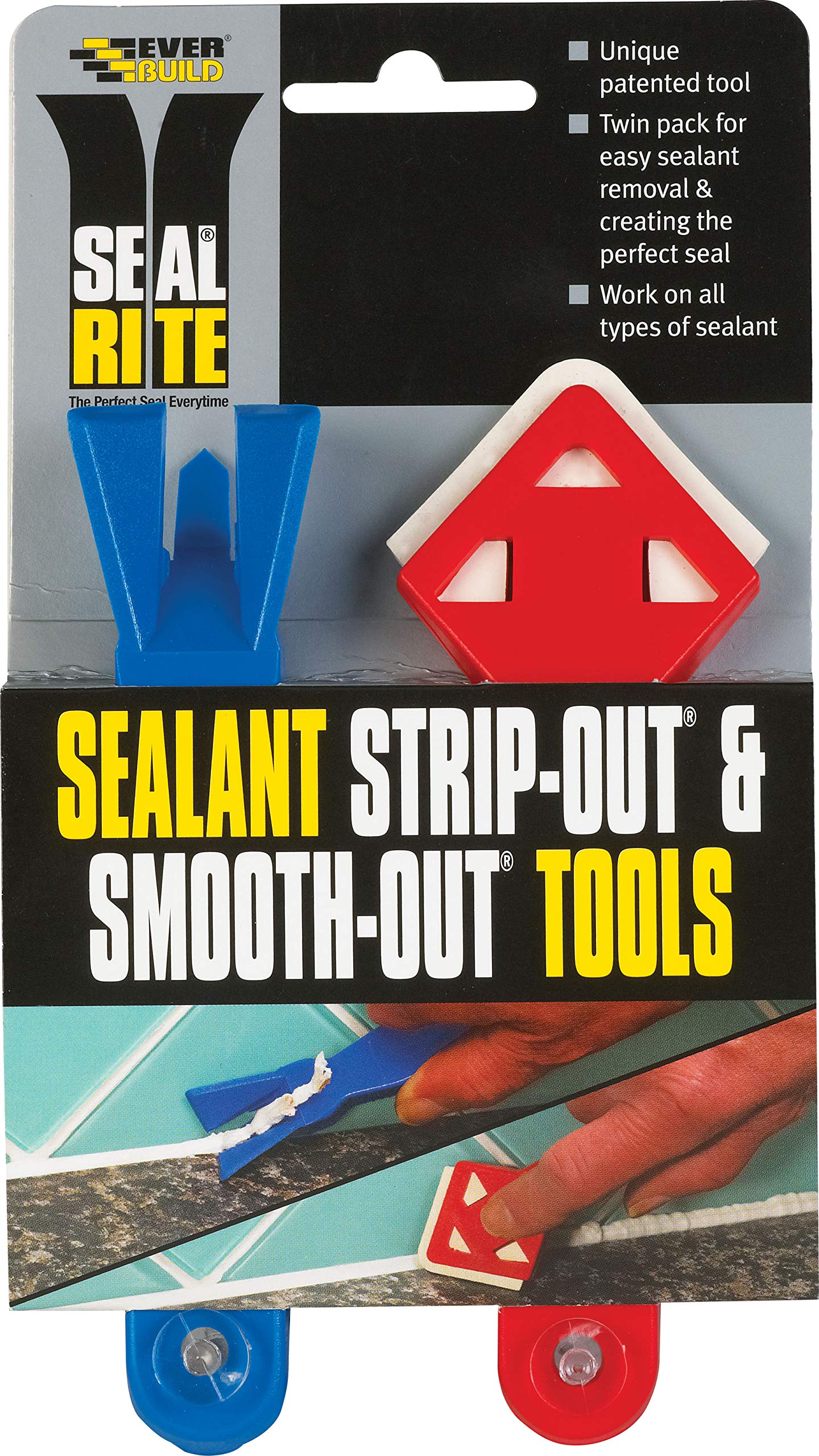 Everbuild Seal Rite Strip Out & Sealant Smooth-Out Tool – Enables The Perfect Seal – Easy To Use – Twin-Pack (1x Smooth Out, 1x Strip Out)