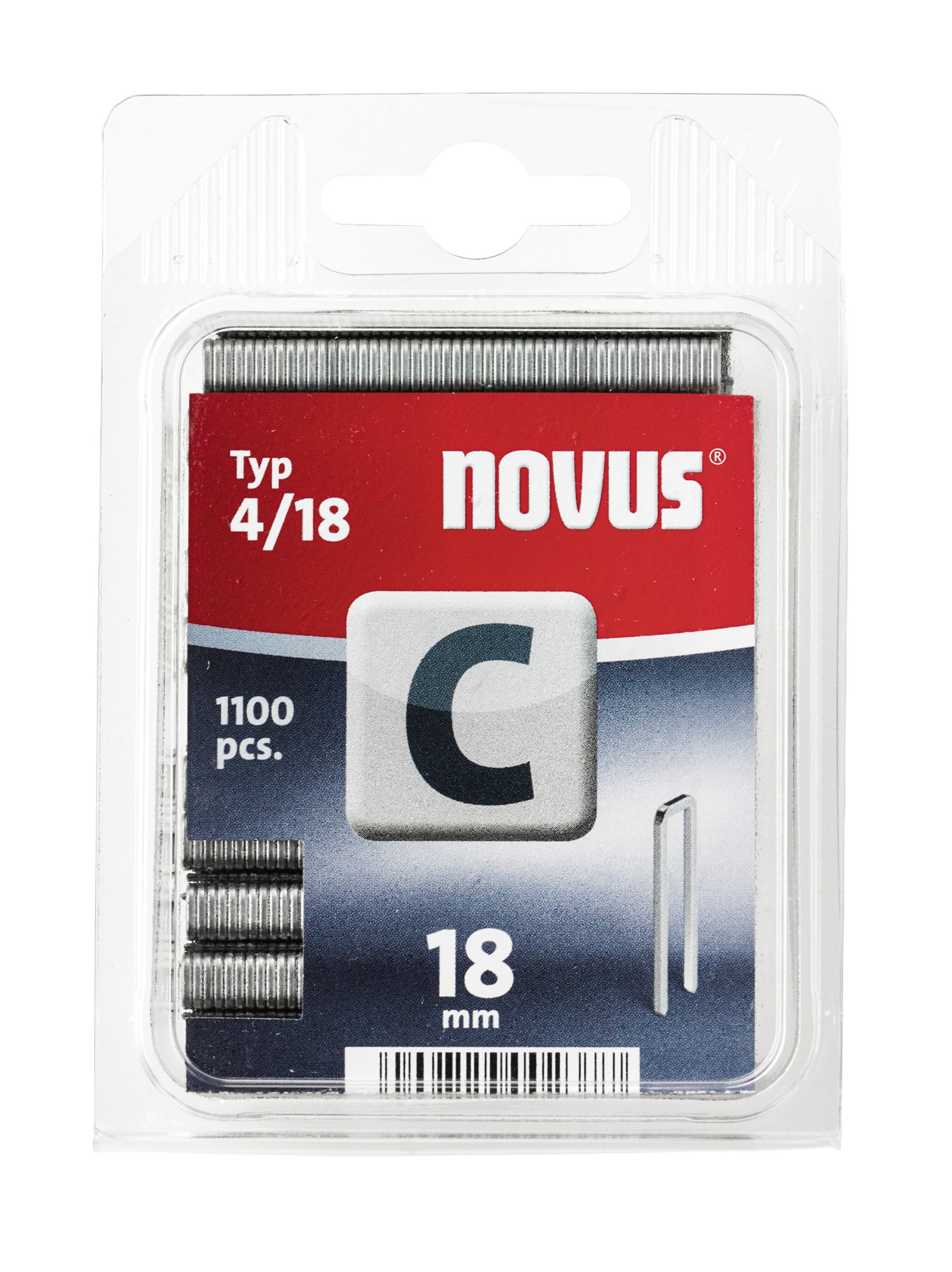 Novus C 4/4 Narrow Crown Staples, Blister Packed with 1100 Brackets 12, Ideal Book Middle for Attaching Woods and and MDF Panels, 042-0391