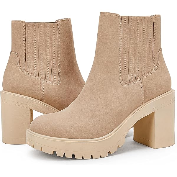 Amazon.com | Syktkmx Womens Platform Chelsea Ankle Boots Lug