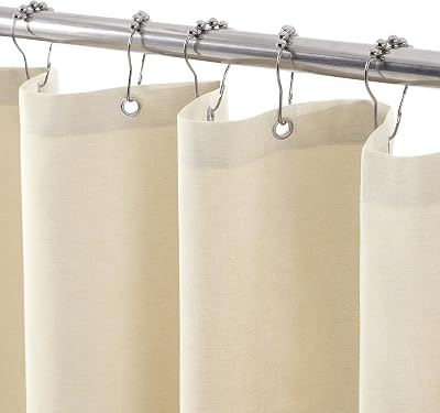 Waterproof Narrow Shower Curtain 92x182cm Beige Linen Look