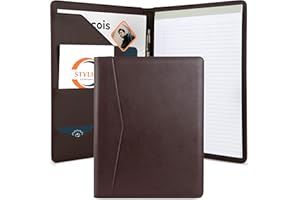 STYLIO Padfolio Portfolio Organizer Binder (Walnut Color) | Interview Resume Folder, Document, Business Card Holder |w/Letter