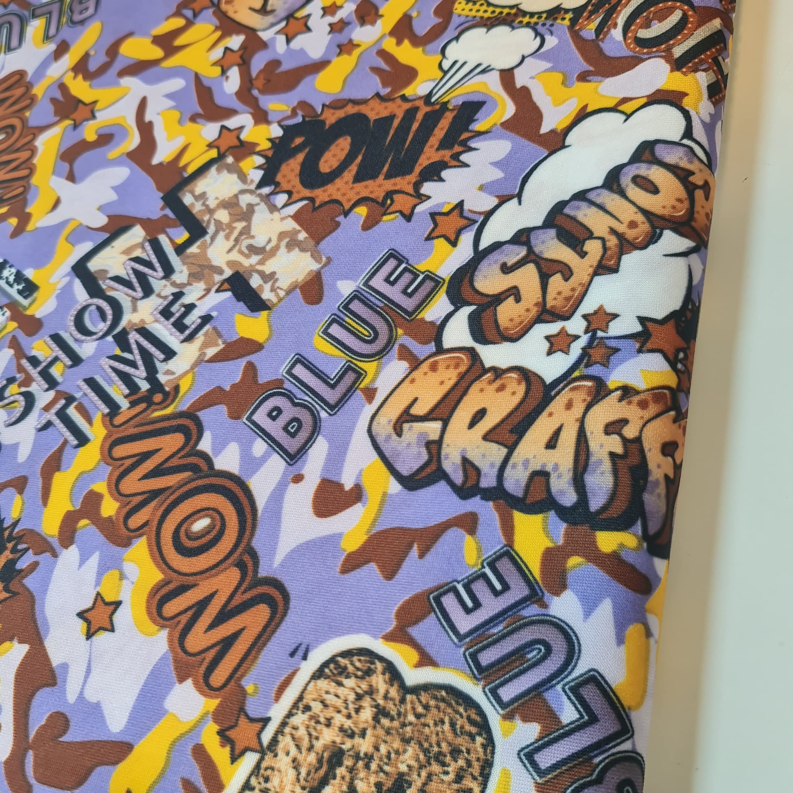 Plain Scuba/Crepe Jersey Stretch Spandex Dress Fabric Material 58" Wide (Graffiti Print) — image 1