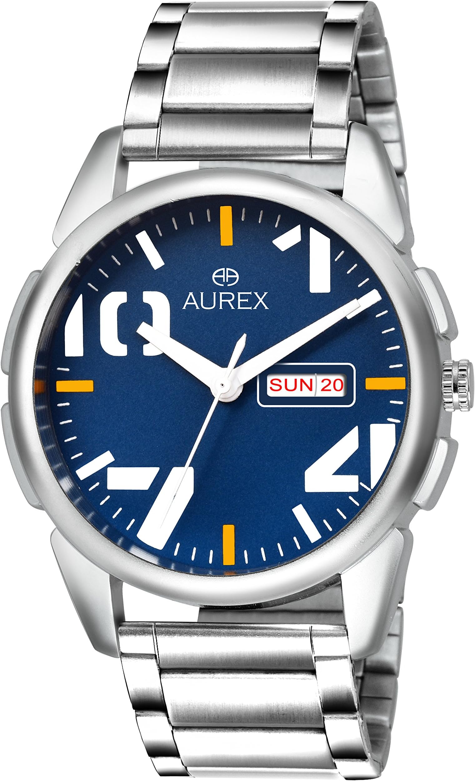 AUREX Analogue Men's Watch (Blue Dial Silver Colored Strap)