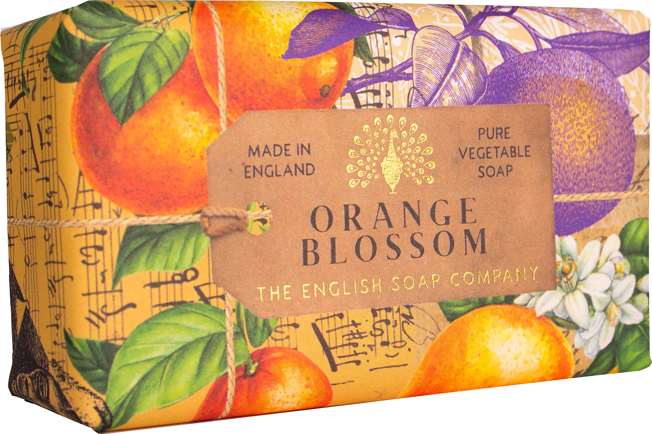 The English Soap Company Anniversary Orange Blossom Soap - Luxury Shea Butter Bar with Neroli and Citrus Notes - Vegan Friendly, Plastic-Free Recyclable Packaging, Made in England - 190g