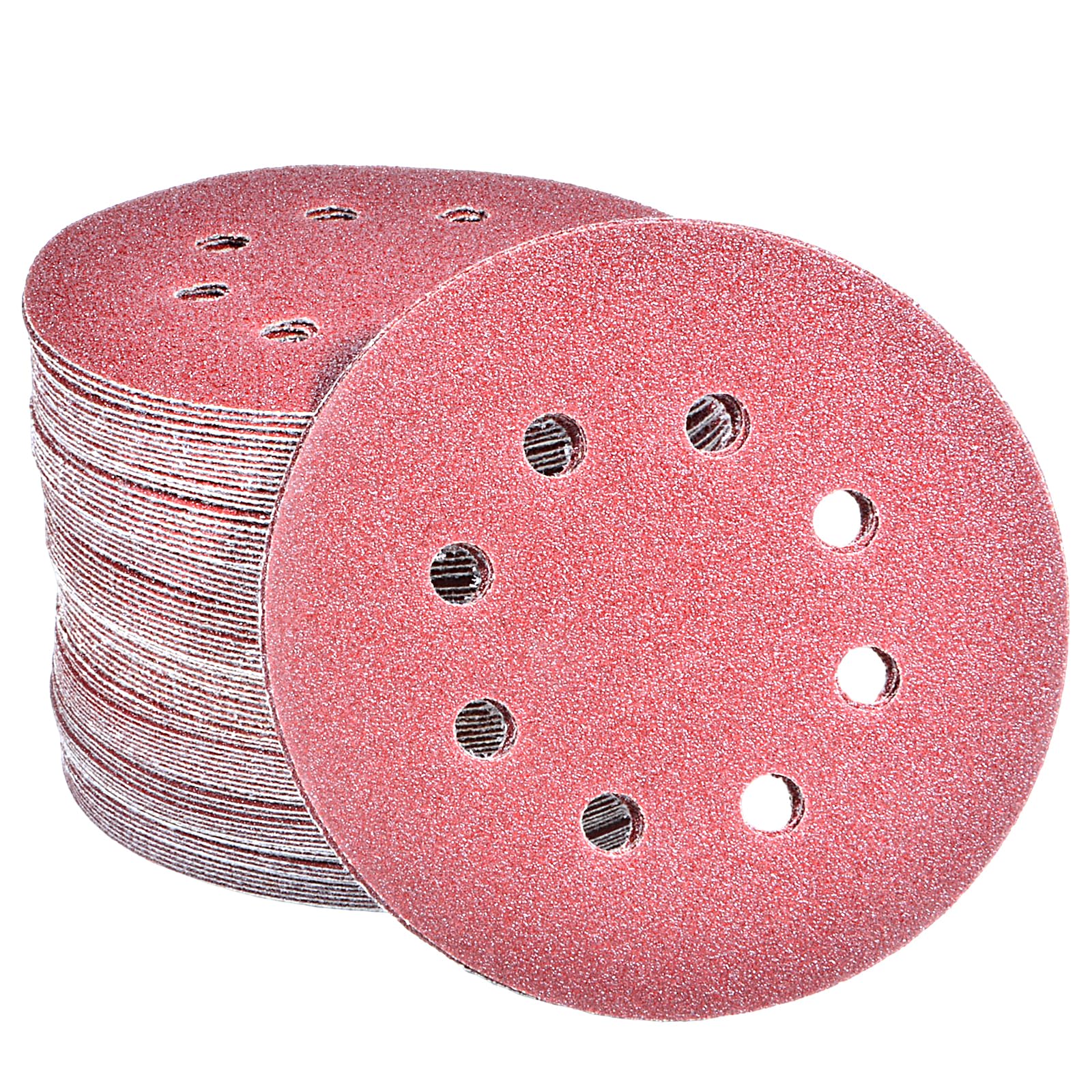 100pcs 125mm Sanding Discs, Hook and Loop 100 x 80 Grit, 8 Hole 5 Inch Round Sanding Discs Pads for Random Orbital Sander by Taspire