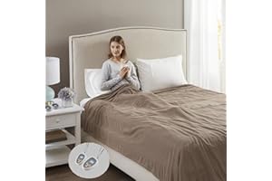 Beautyrest Electric Blanket Luxurious Micro Fleece Ultra Soft Ribbed Textured, Cozy and Snuggly Cover for Cold Weather, Fast Heating, Auto Shut Off, 20 Level Heat Setting Controller, Queen, Brown