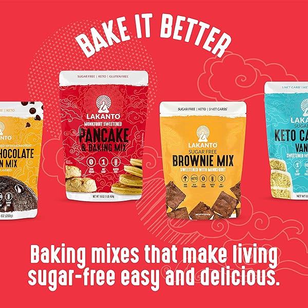 LAKANTO SUGAR FREE CHOCOLATE CHIP COOKIE MIX – SWEETENED WITH MONK FRUIT SWEETENER, GLUTEN FREE, KETO DIET FRIENDLY, VEGAN, 2G NET CARB, ALMOND FLOUR, SEA SALT (12 COOKIES)