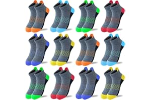 JAMEGIO Boys Socks 12 Pairs Ankle Athletic Sock Half Cushion Low Cut socks for Little Big Kids