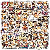 WESILY Pack 50 PCS Shiba Inu Akita Stickers Waterproof Vinyl Decals Decor Laptop Water Bottles Luggage Phone Case Car Bumper Stakeboard Scrapbook Gift for Dogs Lover Kid Teen Adult