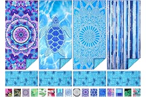 TWOYEK 4 Pack Microfiber Thin Beach Towel Lightweight 71x32 Extra Large Sand Free Soft Towels Quick Dry for Travel Pool Yoga Gym Sports Beach Accessories Vacation Essential Gift