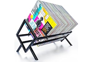 SAYONEYES Vinyl Record Storage Rack – Matte Black LP Organizer for 100 Albums | Heavy-Duty Metal Single Tier Stand | Easy Assembly | Multiuse Shelf for Books, Magazines & Turntable Gear