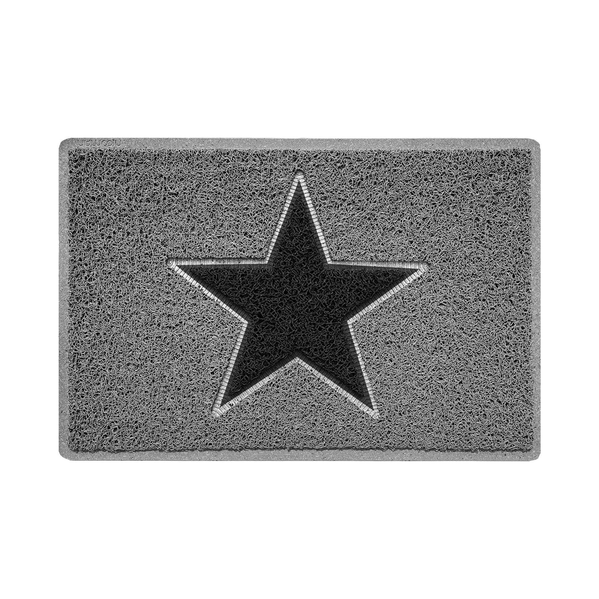 Nicoman STAR Door Mat｜Entrance Barrier Dirt-Trapper Floor Mat｜Patio Garden Conservatory Doormat｜Indoor Outdoor Matt｜Grey with Black Star, 60x40cm