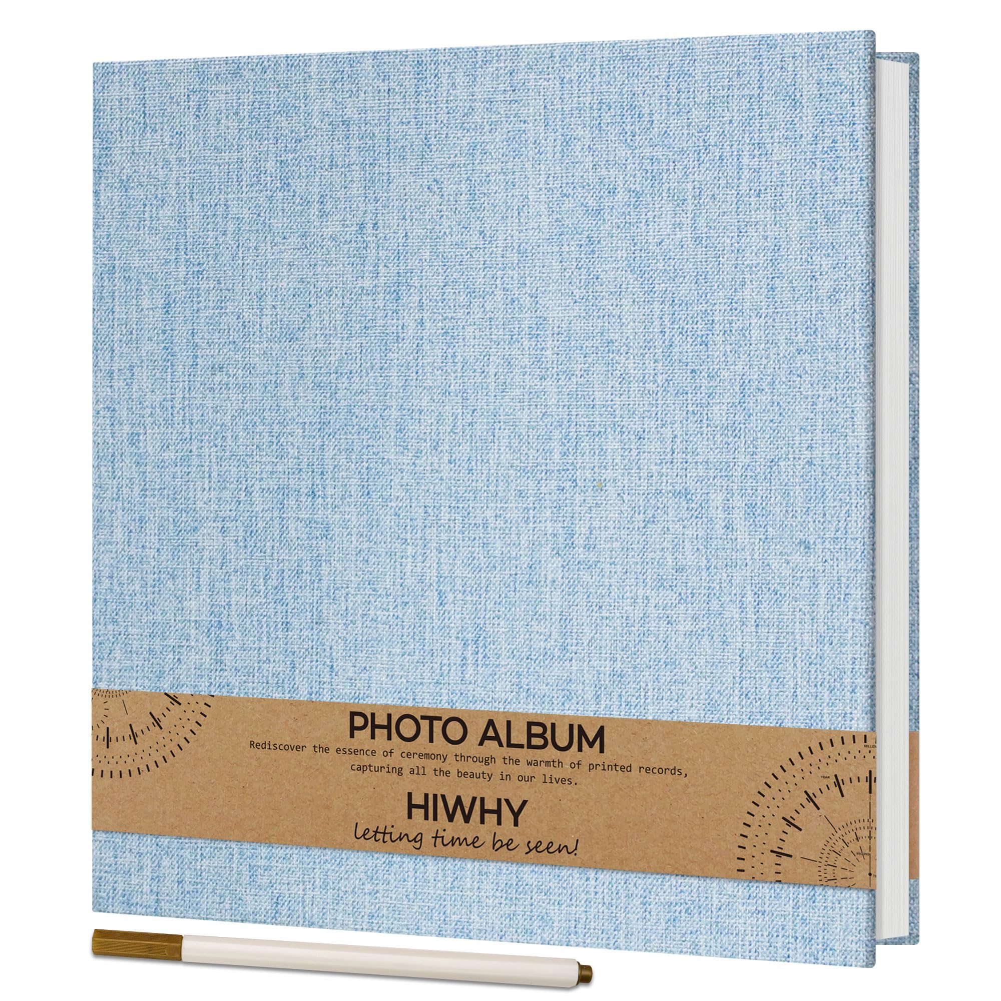 Photo 1 of Hiwhy Photo Album Self Adhesive for 4x6 Pictures Scrapbook Album DIY Scrap Book 40 Sticky Pages for Family Wedding Couple with A Metallic Pen Sky Blue