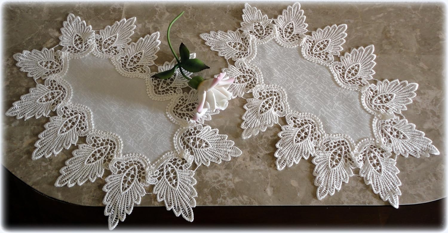 Doily 16 inch Round Antique White Dresser Scarf Formal European Lace