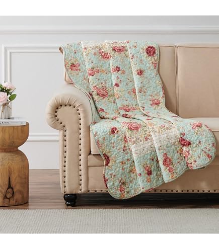 Cozy Line Home Fashions Überwurfdecke 'Country Stream Blues' – 152x127 Cm, 100% Baumwolle, Wendbar, Paisley