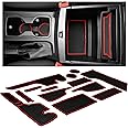 CupHolderHero fits Ford Ranger Accessories 2019-2023 Premium Custom Interior Non-Slip Anti Dust Cup Holder Inserts, Center Console Liner Mats,13pc Set (SuperCab – 4 Passenger) (Red Trim)