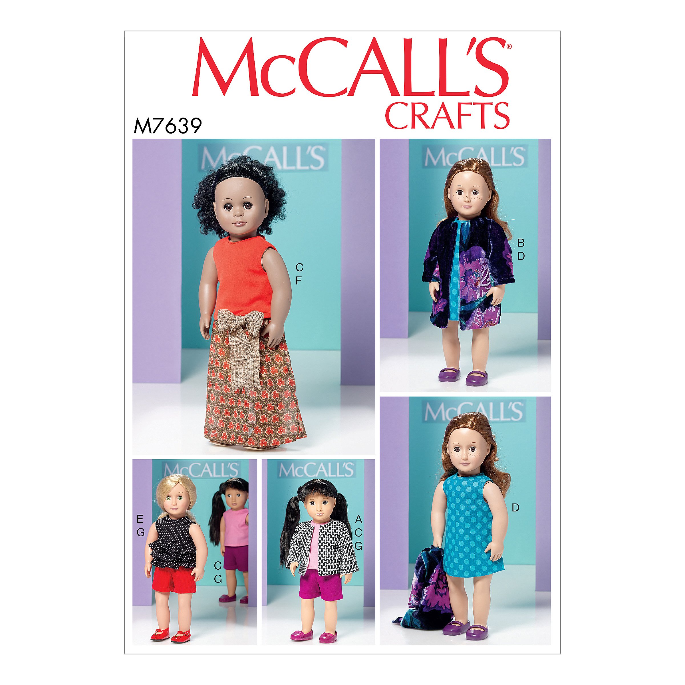 Mccall's Patterns 7639 OS,Clothes for 18" Doll, Tissue, Multi/Colour, 17 x 0.5 x 0.07 cm