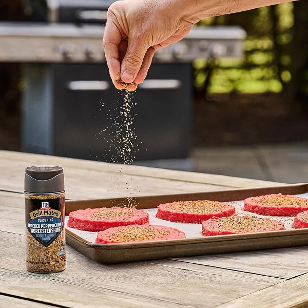 MCCORMICK GRILL MATES SEASONING, CRACKED PEPPERCORN & WORCESTERSHIRE, BOLD & SAVORY FLAVOR FOR STEAK, CHICKEN AND VEGETABLES, PERFECT FOR GRILLING, ROASTING, AIR-FRYING, COOKOUTS, AND WEEKNIGHT MEALS, 2.75 OZ