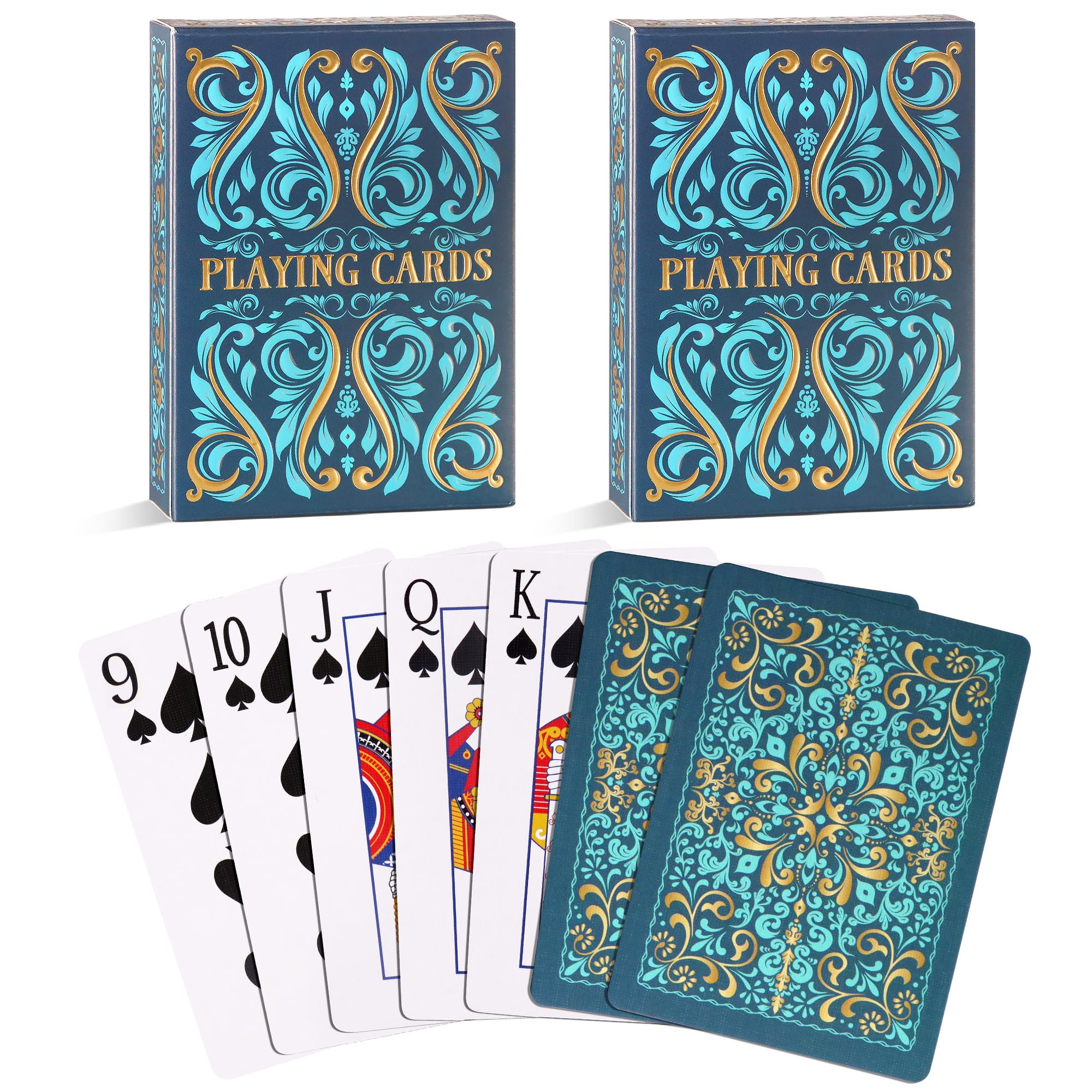 Aomaic Playing Cards 2 Pack Standard Index Playing Card Premium Poker Set Card Games for Adults Deck of Playing Cards for Travel Camping Family Games Night Party Games