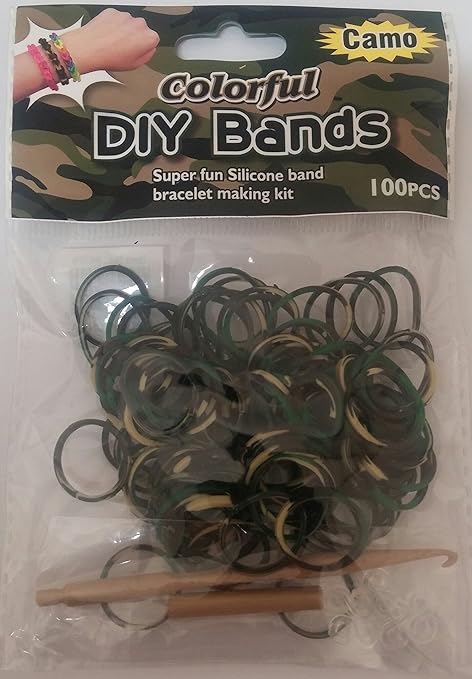 Amazon グリーン迷彩柄diyルームバンド 最高に楽しいシリコンバンド 手作りブレスレットキット メイキングトイ おもちゃ