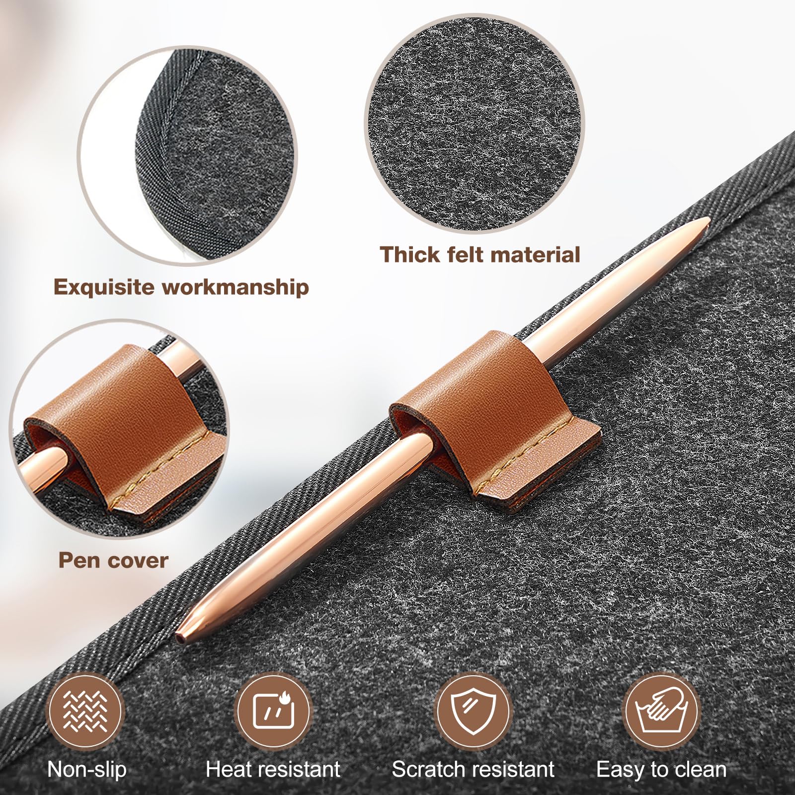 Eurhomewit Schreibtischunterlage Filz Rutschfest, 100X40cm Desk Mat, Unterlage Schreibtisch Unterlegmatte, Mauspad XXL, Schreibtisch Unterlage Tischunterlage Schreibtisch für Büro Zuhause -Dunkelgrau 3