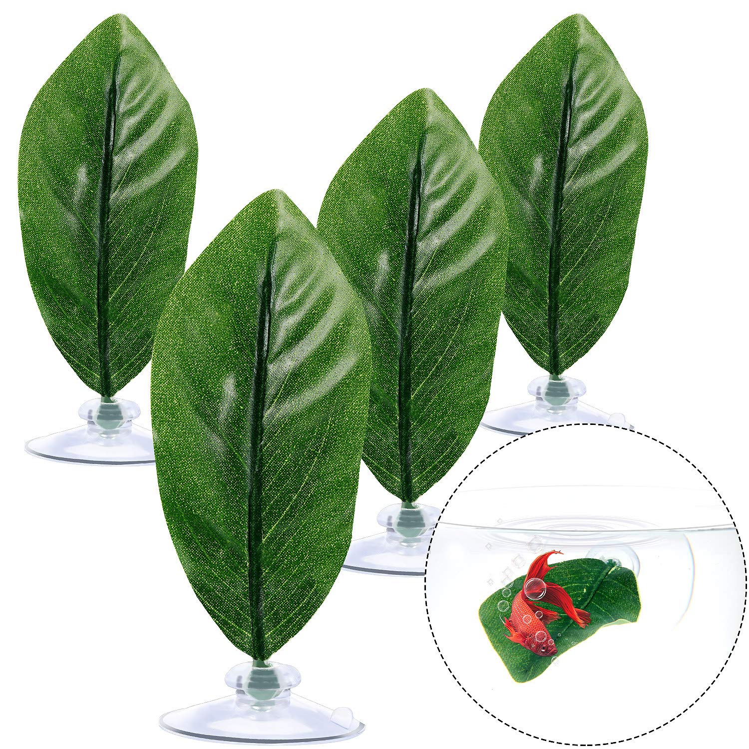 4 Piece Betta Bed Leaf Hammock for Betta Fish, BPA Free